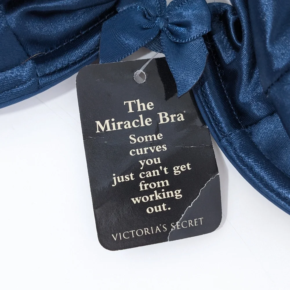 Vintage Victoria's Secret Miracle Second Skin Satin Bra 38C Women NEW 90s silky